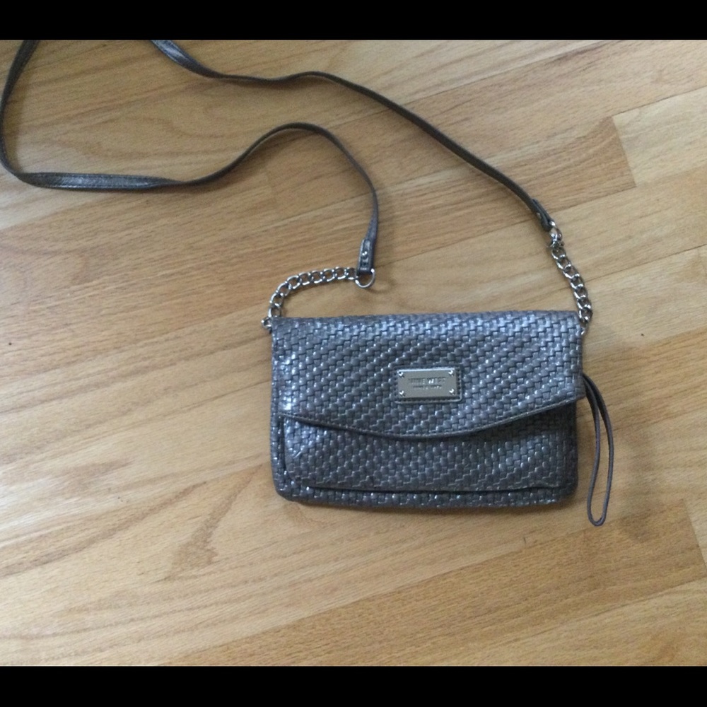 Nine West Silver Convertible Crossbody Clutch